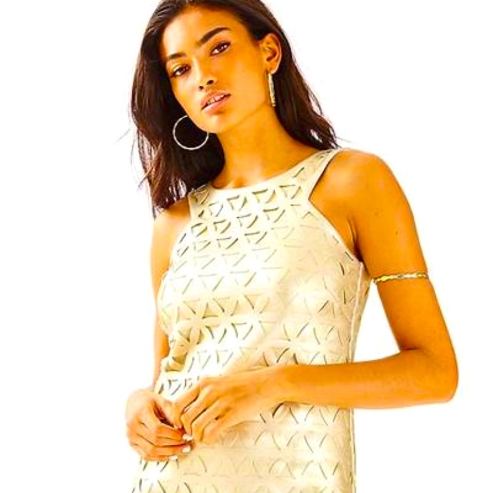 Lilly Pulitzer Mango Shift Daisy Metallic Dress M
